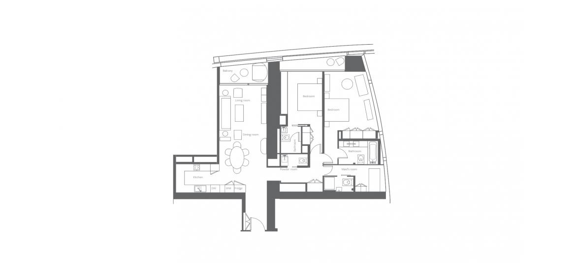 Floor plan «B», 2 bedrooms in ADDRESS JBR