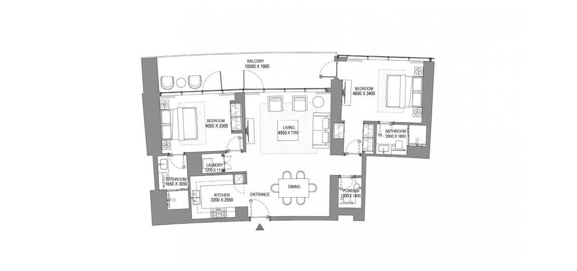 Floor plan «2BR TYPE A», 2 bedrooms in SOBHA SEAHAVEN