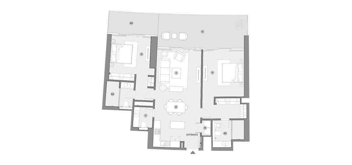 Floor plan «2 BEDROOM TYPE F 155 Sq.m», 2 bedrooms in SOBHA SEAHAVEN TOWER B